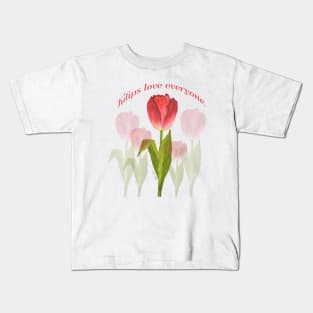 Tulips Love Everyone - Pink by Cecile Grace Charles Kids T-Shirt